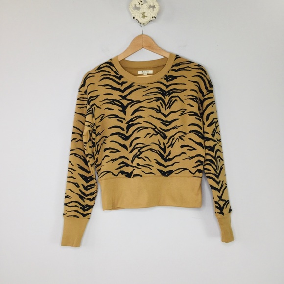 Madewell NWT crop shrunken tiger stripe sweatshirt - Picture 2 of 11